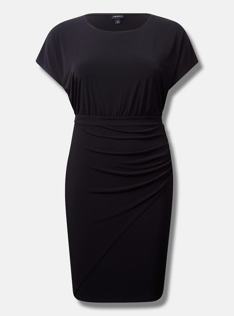 At The Knee Studio Knit Faux Wrap Dress