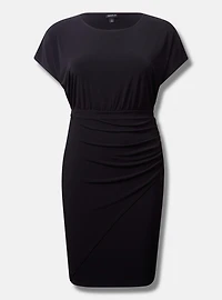 At The Knee Studio Knit Faux Wrap Dress