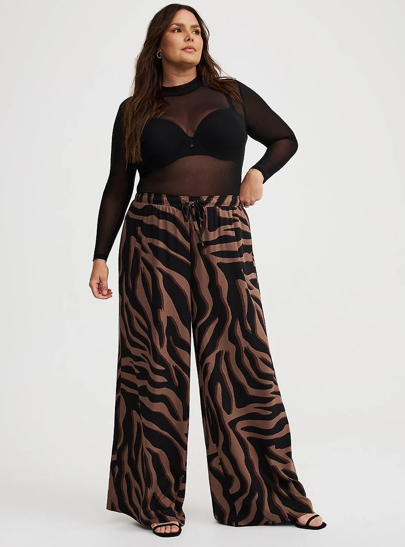 Mesh Mock Neck Long Sleeve Top