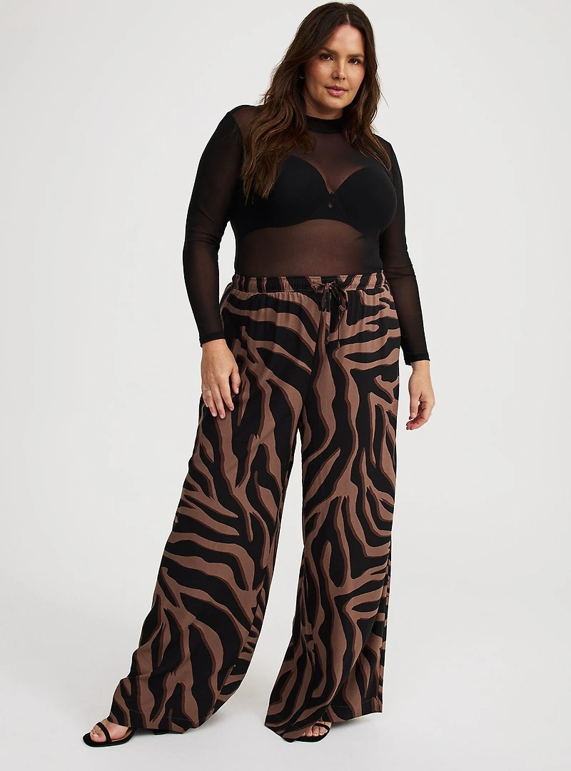 Mesh Mock Neck Long Sleeve Top