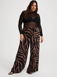 Mesh Mock Neck Long Sleeve Top