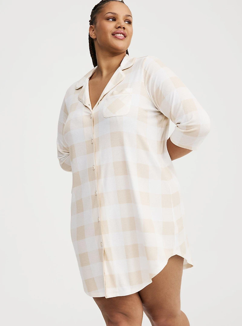 Soft Rib Button-Through Sleep Gown