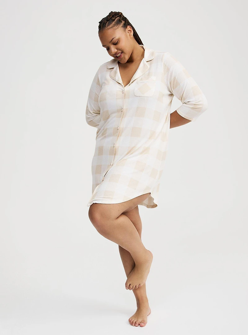 Soft Rib Button-Through Sleep Gown