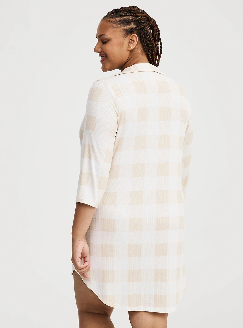 Soft Rib Button-Through Sleep Gown