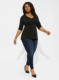 Studio Knit Lace V-Neck Babydoll Top