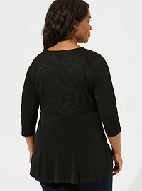 Studio Knit Lace V-Neck Babydoll Top