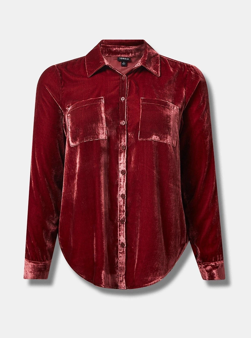 Madison Velvet Button Up Long Sleeve Shirt