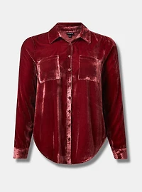 Madison Velvet Button Up Long Sleeve Shirt