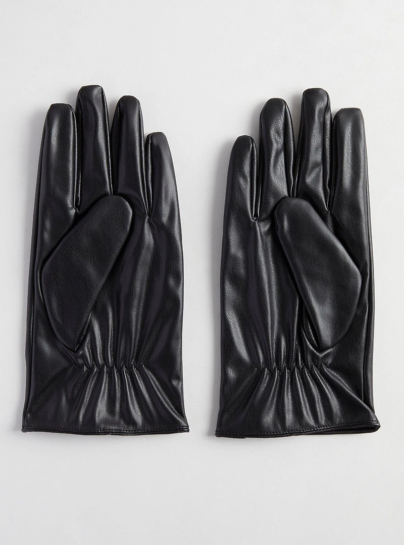 Smooth Faux Leather Gloves