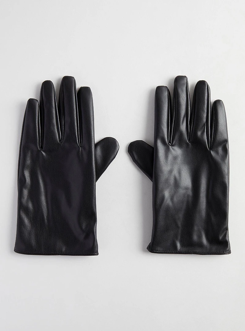 Smooth Faux Leather Gloves