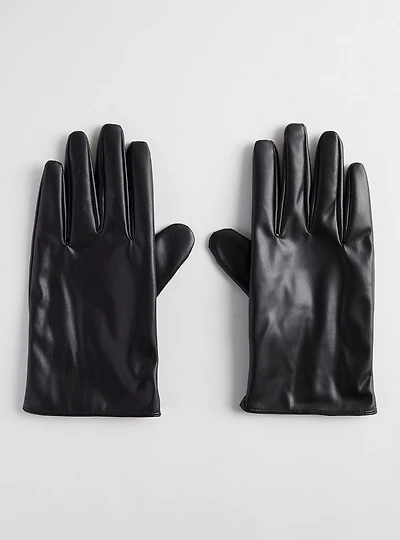 Smooth Faux Leather Gloves