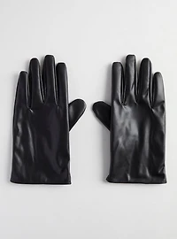 Smooth Faux Leather Gloves