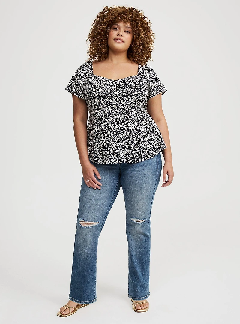 Challis Peplum Sweetheart Top