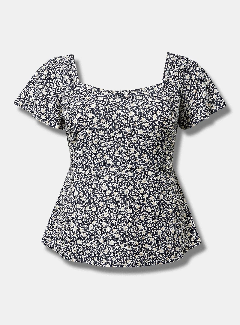 Challis Peplum Sweetheart Top