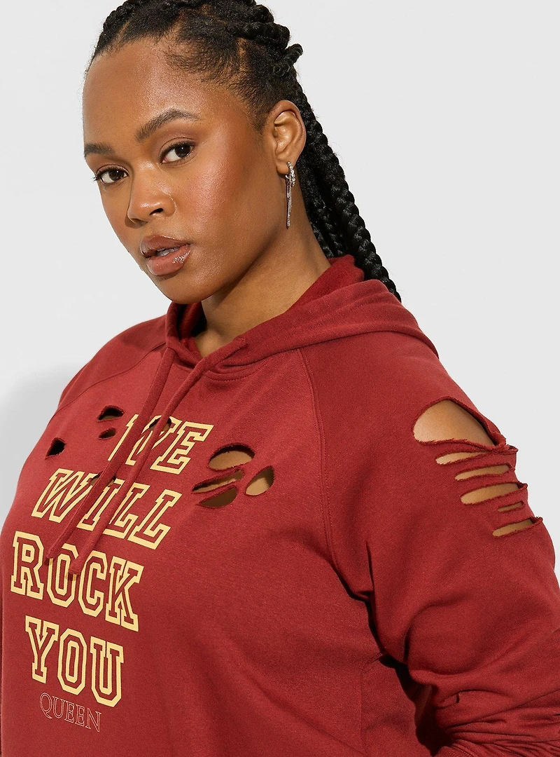 Queen Cozy Fleece Destructed Hoodie