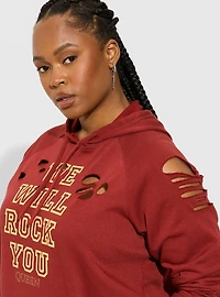 Queen Cozy Fleece Destructed Hoodie