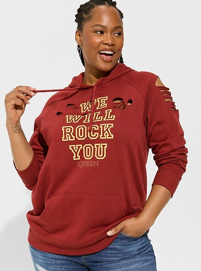 Queen Cozy Fleece Destructed Hoodie