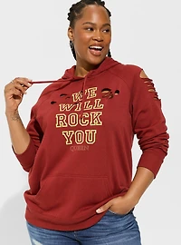 Queen Cozy Fleece Destructed Hoodie