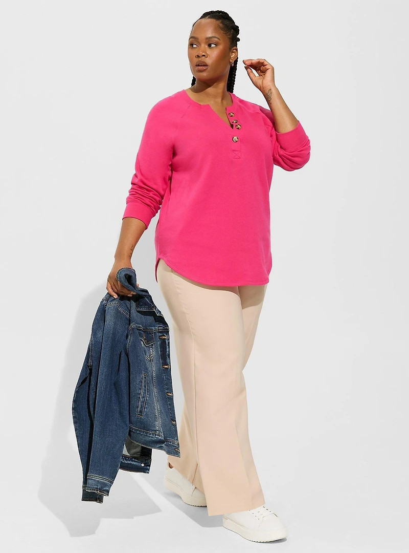 Cozy Fleece Henley Sweatshirt