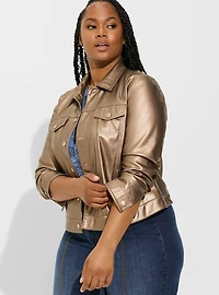 Faux Leather Fitted Trucker