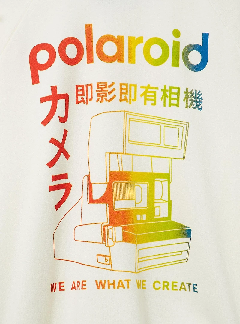 Polaroid Cozy Fleece Stripe Sleeve Sweatshirt