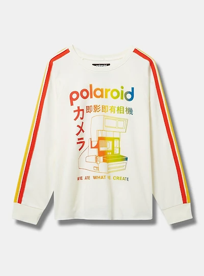 Polaroid Cozy Fleece Stripe Sleeve Sweatshirt