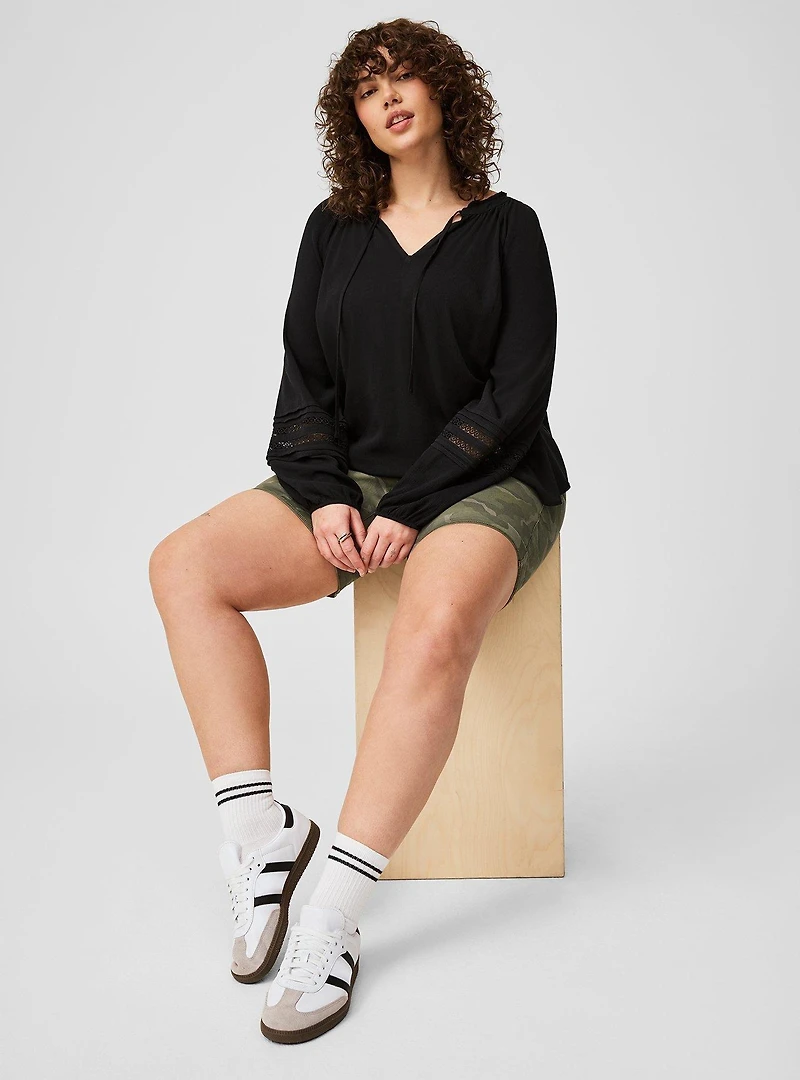 Tie Front Long Sleeve Top