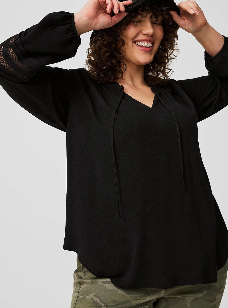 Tie Front Long Sleeve Top