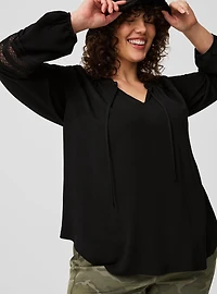 Tie Front Long Sleeve Top