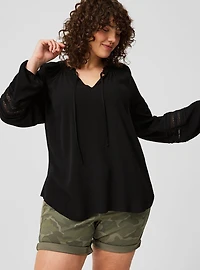 Tie Front Long Sleeve Top