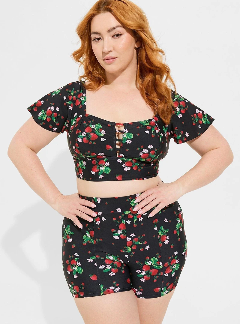 Wire-Free Flutter-Sleeve Swim Top