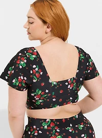 Wire-Free Flutter-Sleeve Swim Top