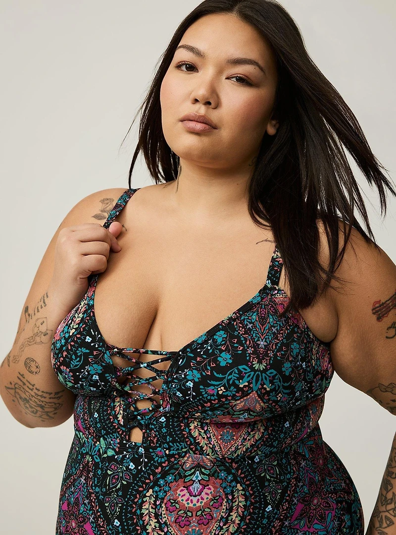 Wireless Plunge One-Piece Swimsuit