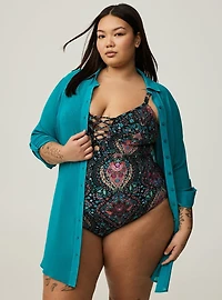 Wireless Plunge One-Piece Swimsuit