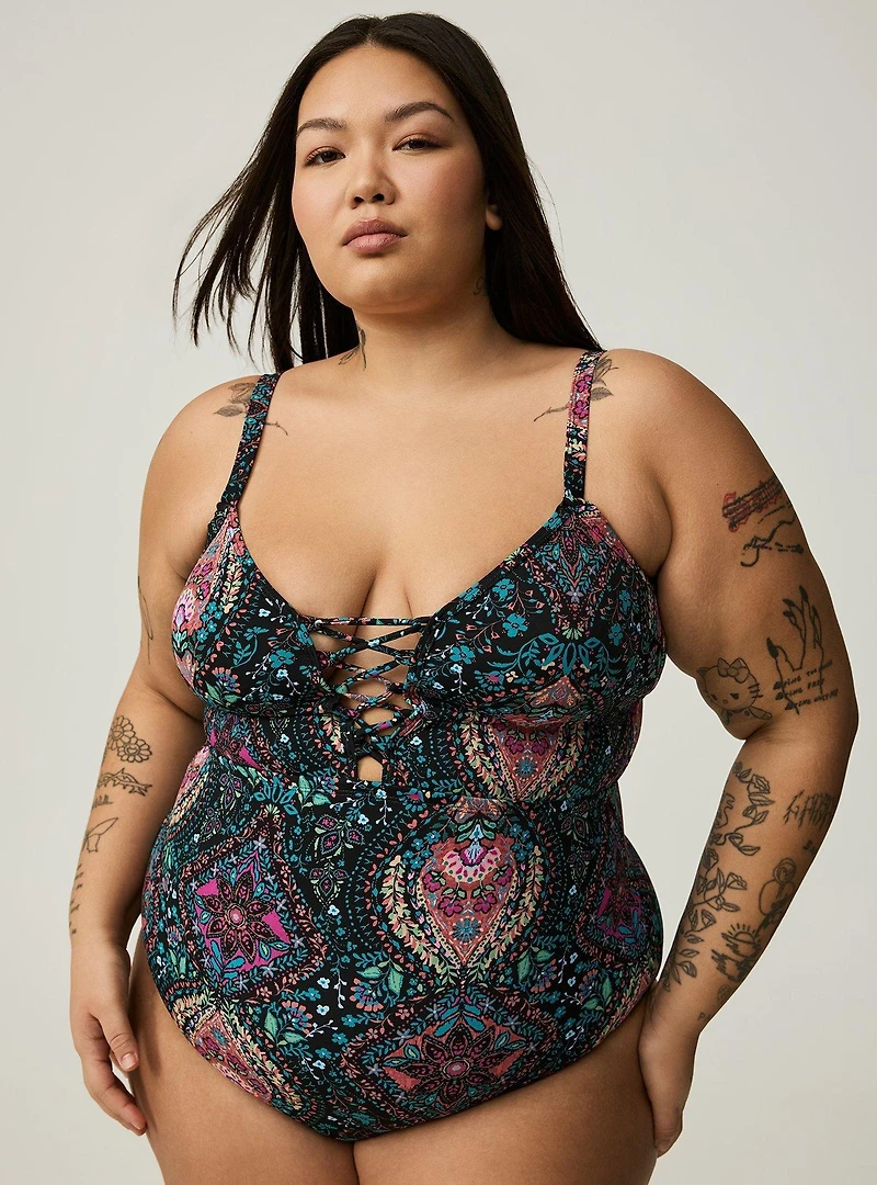 Wireless Plunge One-Piece Swimsuit