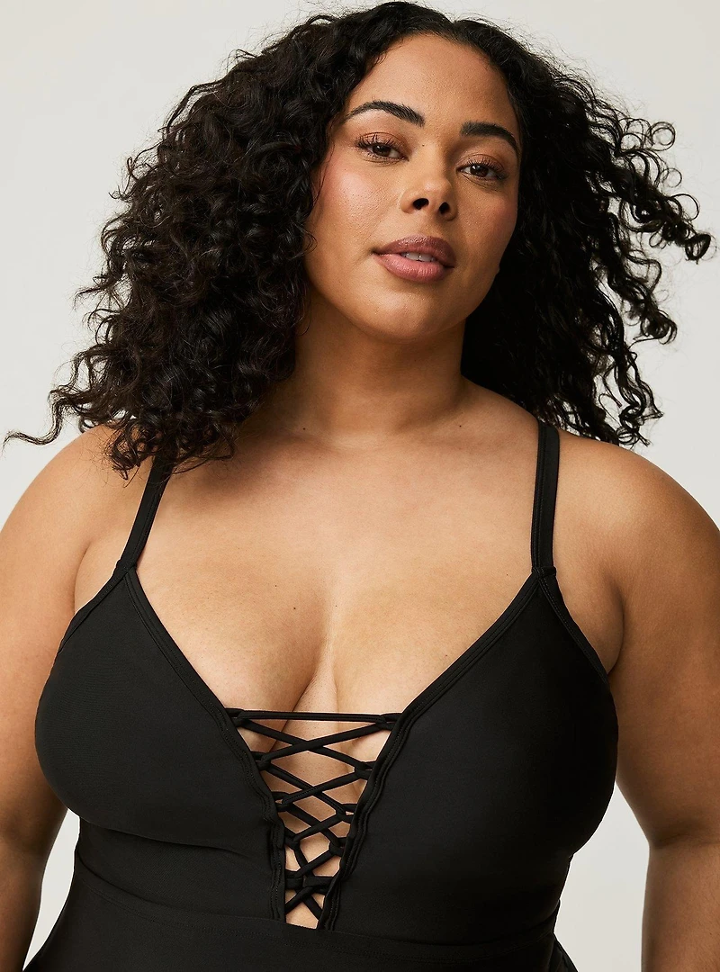 Wireless Plunge One-Piece Swimsuit