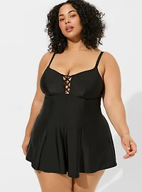 Strappy Lace-Up Swim Dress