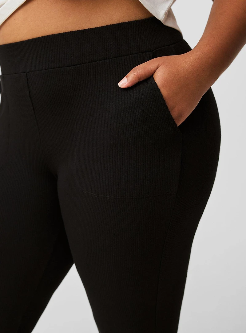 Full-Length Ribbed Flare Pocket Legging