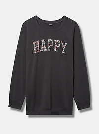 Happy Cozy Fleece Embroidered Sweatshirt