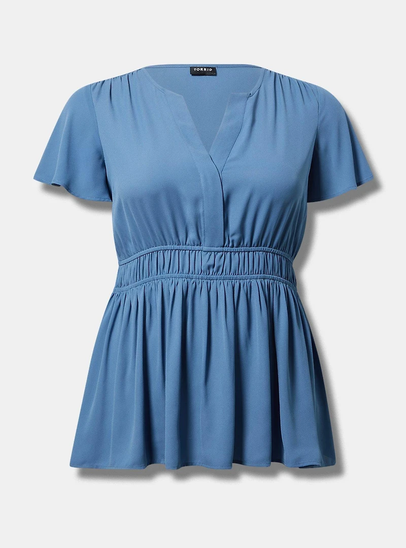 Babydoll Flutter Sleeve Blouse