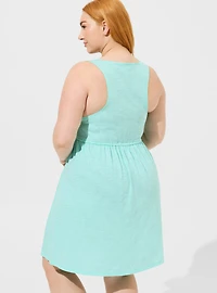 Mini Cotton Slub Front Tie Cover-Up Dress