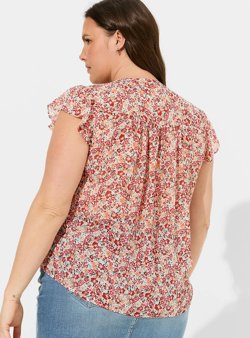Ruffle Flutter Sleeve Top