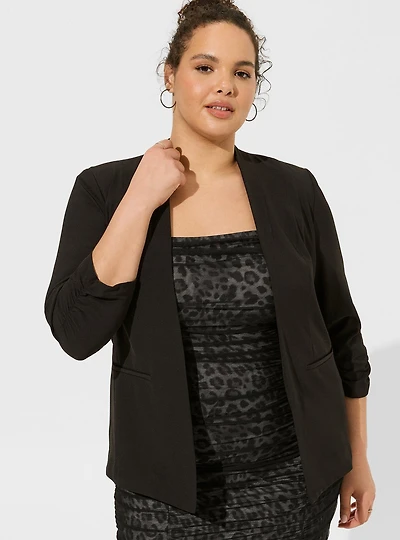 Studio Crepe Collarless Blazer