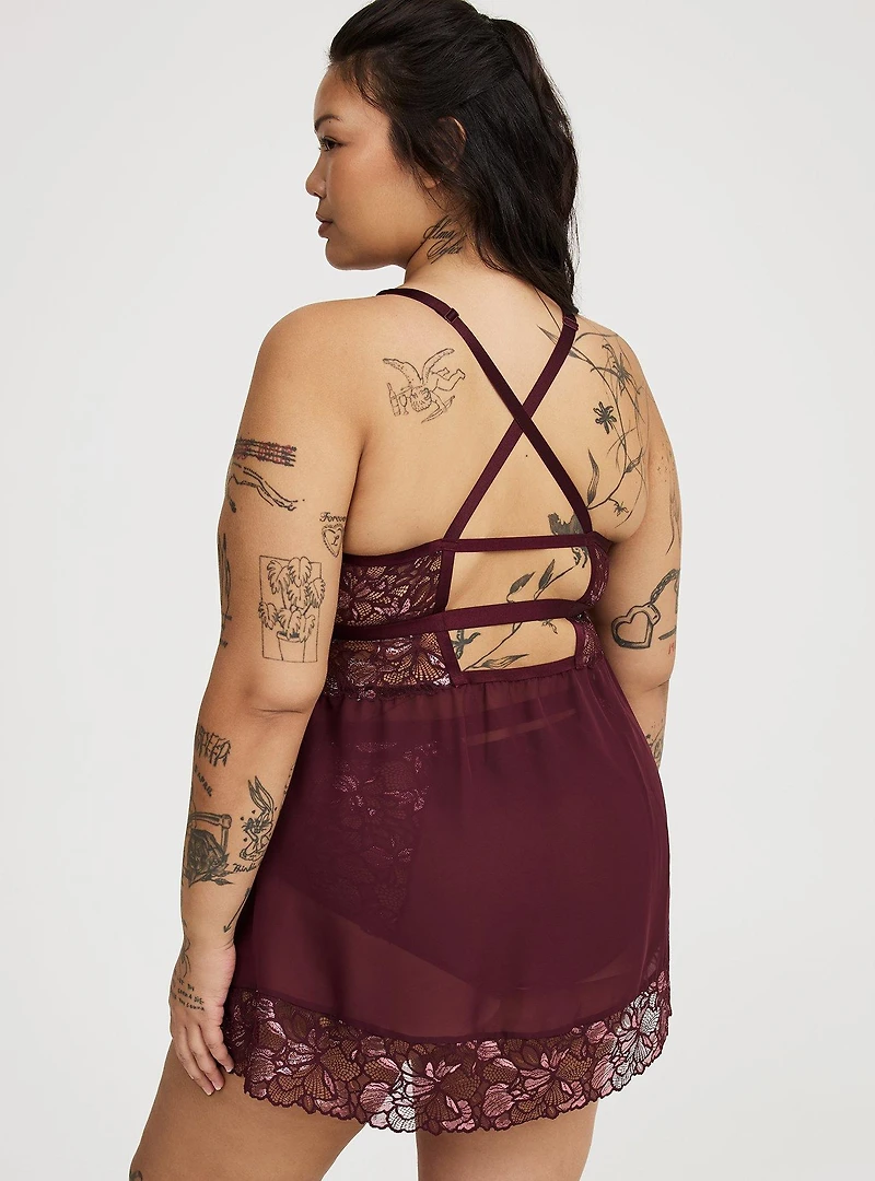 Moody Butterflies Lingerie Slip Dress