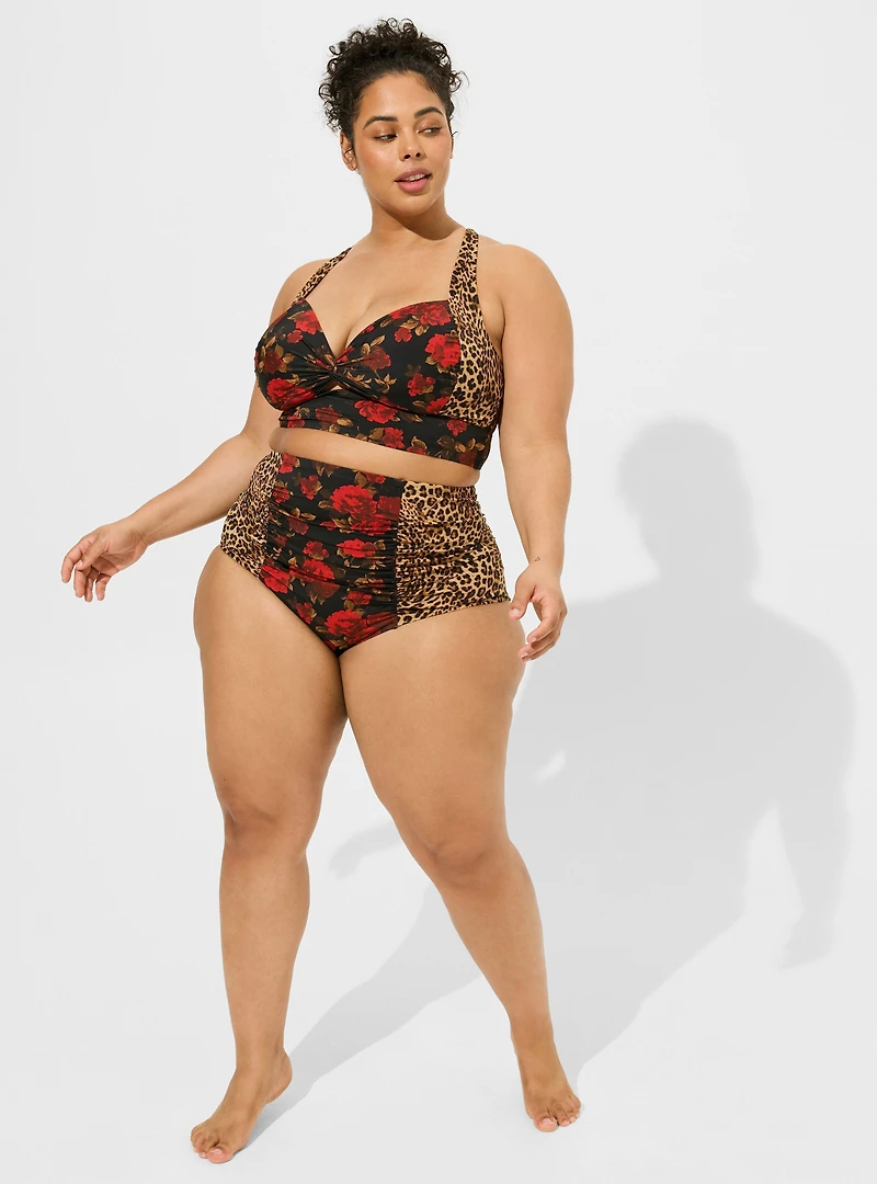 Retro Wireless Twist Front Swim Top