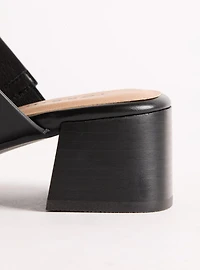Square Toe Double Band Block Heel Mule (WW)