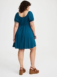 Button Front Skater Mini Dress