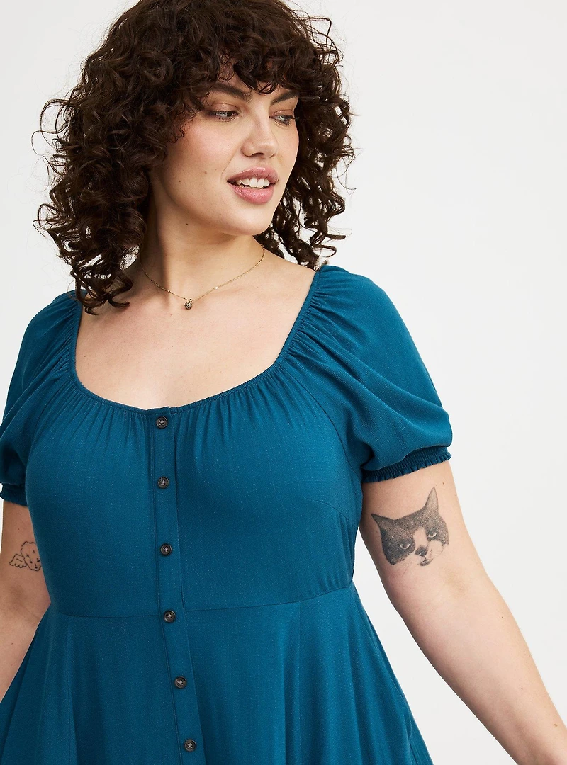 Button Front Skater Mini Dress