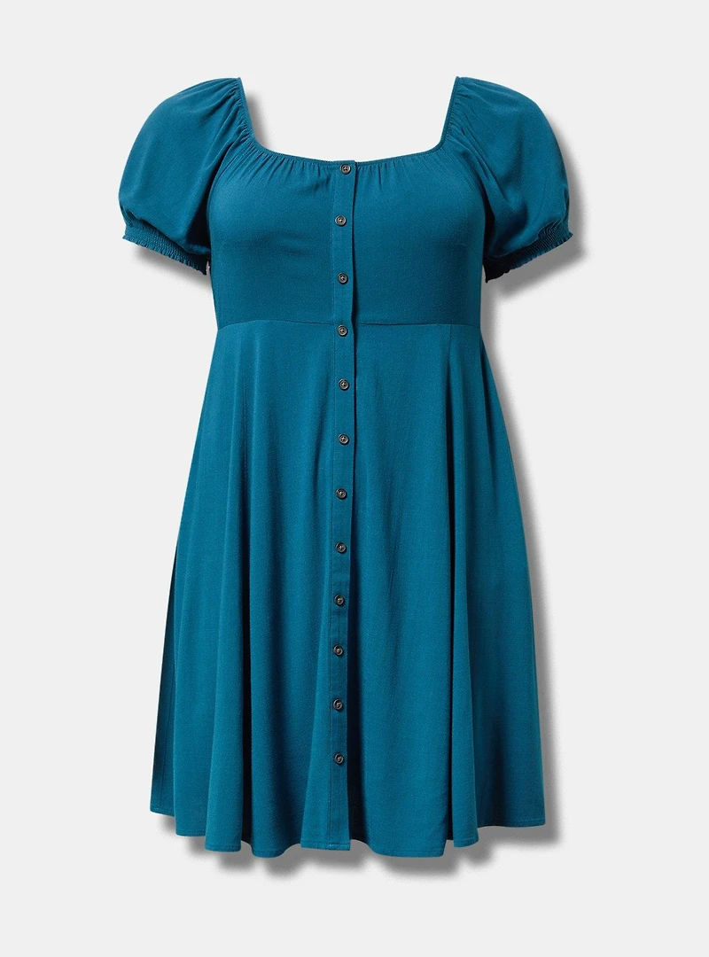 Button Front Skater Mini Dress