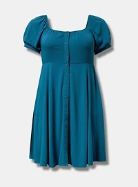 Button Front Skater Mini Dress